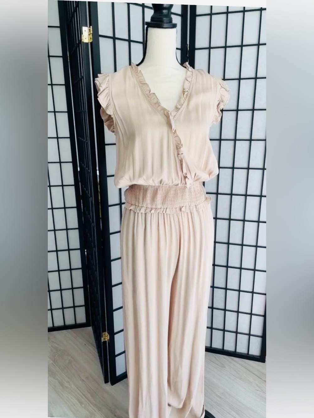 NWT Grade & Gather Ruffled Jumpsuit in Sand